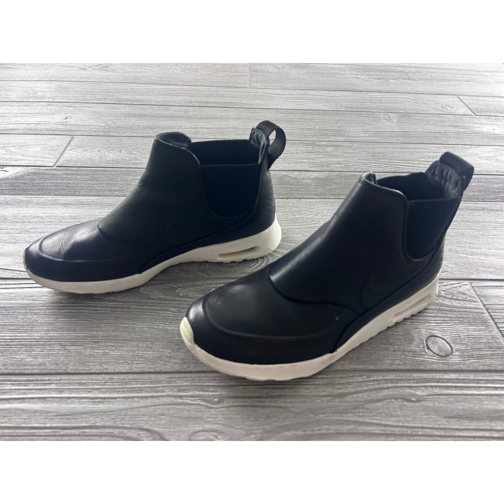 Nike Air Max Thea Mid Black Leather Chelsea Boot Sneakers 859550-001 Womens 9
